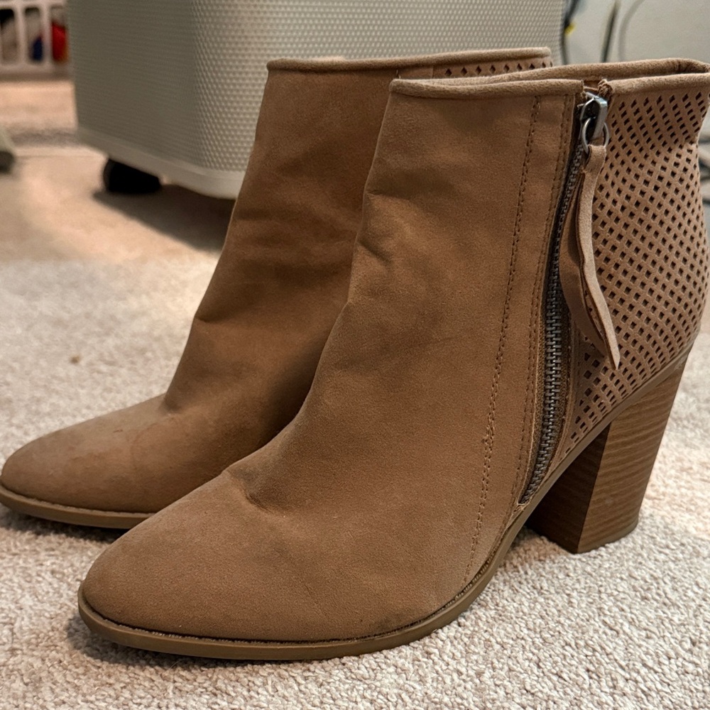 Target Perforated Tan Ankle Booties